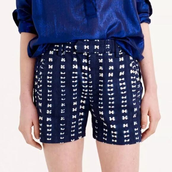 J. Crew Pants - J.Crew Faded Adire Shorts Navy Blue Shibori Indigo Size 8